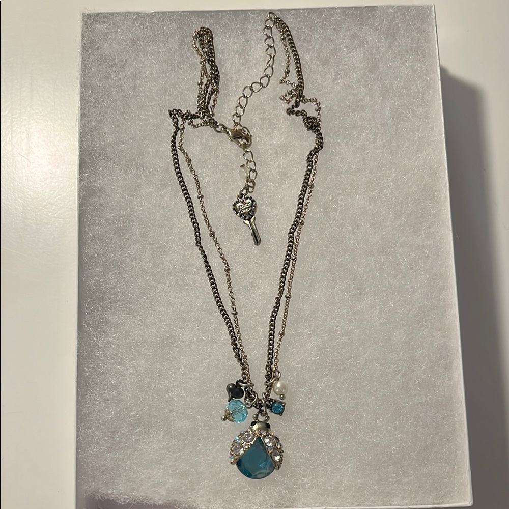 Betsey Johnson Blue Ladybug Pendant Necklace